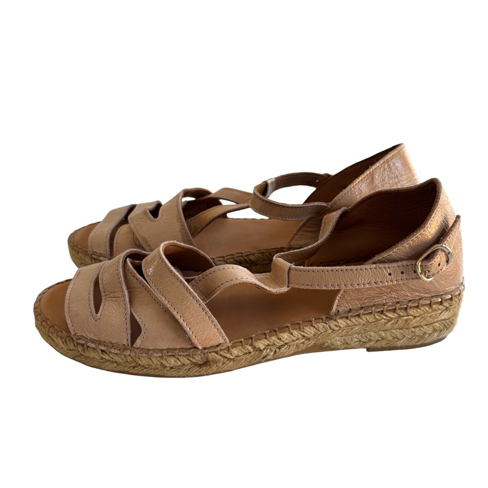 Naguisa Anthropologie Nude Leather Espadrille Sandals 40 - Picture 2 of 8